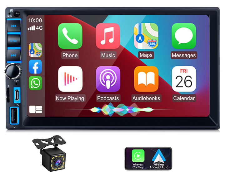 2 Din Autoradio mit Wireless Carplay &amp; Android Auto, Autoradio Bluetooth mit Bildschirm Touchscreen,
