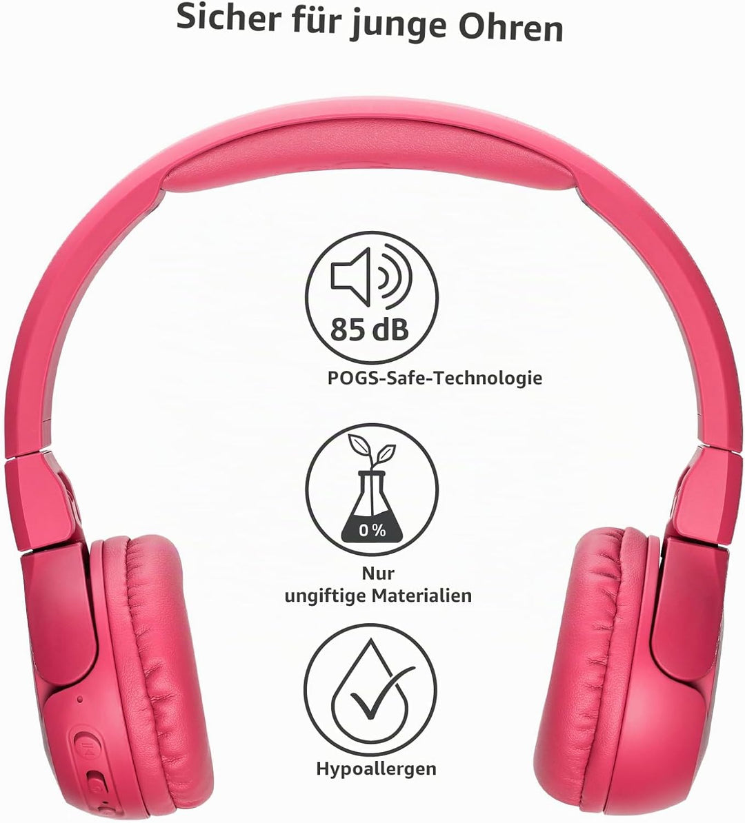 POGS Drahtloser Bluetooth Kinderkopfhörer | The Gecko 2 | Faltbarer robuster Kinderkopfhörer ab 3 Ja