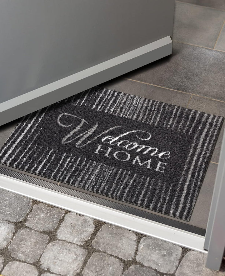 Astra rutschfeste Sauberlaufmatte innen - Linien grau 50 x 70 cm - Wohnraum Fussmatte Design - Extre