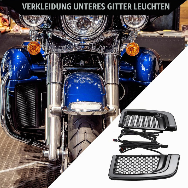 X AUTOHAUX Motorrad LED Verkleidung Untere Gitter Blinker Licht für Harley