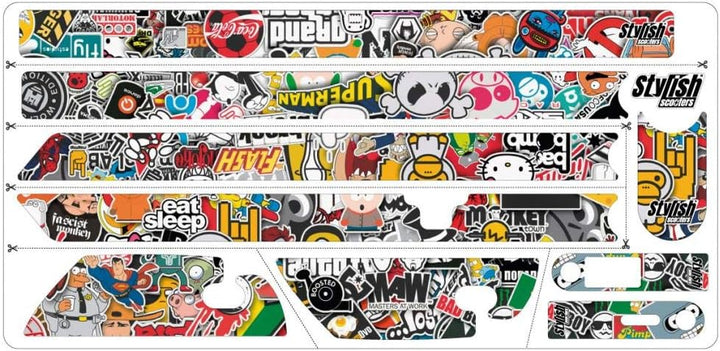 STYLISH Scooters Xiaomi M365, Vinyl-Sticker Bomb für Xiaomi M365, Aufkleber Xiaomi M365 Pro 2, Stick