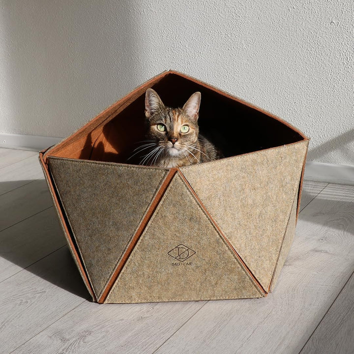 D&D Home, Vilten kattenhuisje Logan 51 x 51 x 41 cm, Sandbraun, Verschiedene Sandfarben, Katze