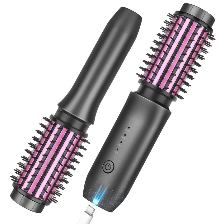 Kabellose Lockenstabbürste, 2024 NEU Tragbare Reise-Lockenstab-Minibürste für Frauen, 7000 mAh USB-a