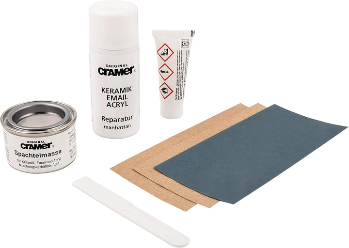 Cramer Reparatur-Set für Keramik, Emaille & Acryl, Manhattan-Grau, CRA16850DE, bei Abplatzungen & Kr