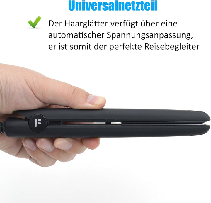 FARI Reisen Mini Haar Haarglätter, Keramik Turmalin Haar Glätteisen Mit Reisetasche, Automatischen U