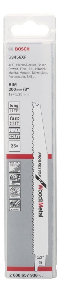 Bosch Accessories Bosch Professional 25 Stück Säbelsägeblatt S 3456 XF Progressor for Wood and Metal