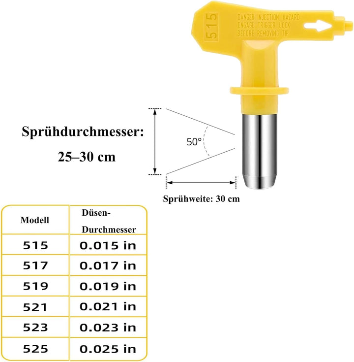 Anhoer 6 Stück Airless Düse mit Spitzendichtung Reversible Sprühspitzen mit 1 Düse Sitz für Farbspri