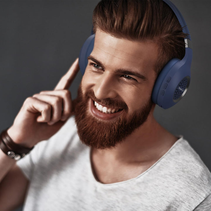 PowerLocus Bluetooth Kopfhörer Over Ear, Kabellose Kopfhörer Faltbarer mit Mikrofon, Hi-Fi-Stereo ti