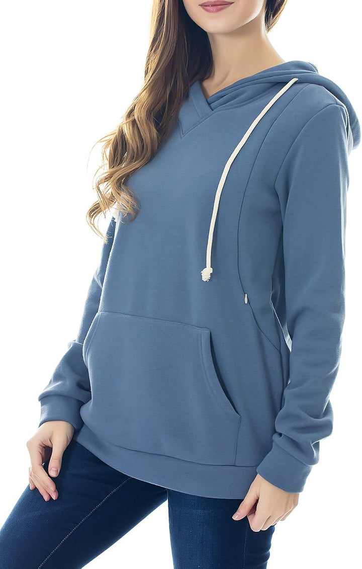 Smallshow Stillanzug Mutterschaft Fleece Stillpullover Stilloberteil Umstandsmode Hoodie Sweatshirt