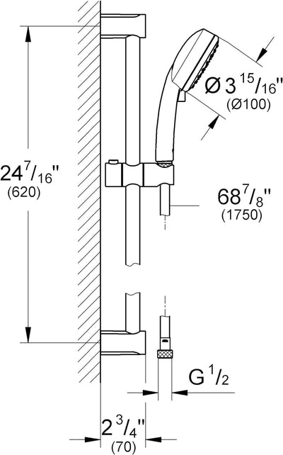 Grohe Tempesta Cosmopolitan 100 Duschstangen-Set, 2 Strahlarten, Chrom, 26076002