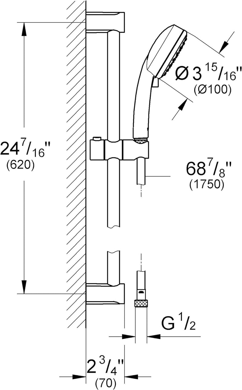 Grohe Tempesta Cosmopolitan 100 Duschstangen-Set, 2 Strahlarten, Chrom, 26076002