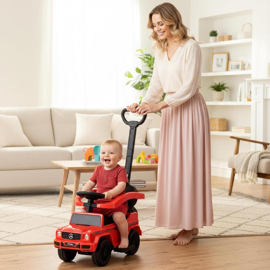 Rutschauto ab 1 Jahr mit Schubstange, Bobbycar, Mercedes G mit Schubstange, Kinderauto, Baby Auto (R