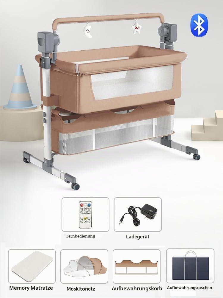 Beistellbett Baby, Convertible Grosser Raum Babybett für Co-Sleeping, Baby Beistellbett Boxspringbet