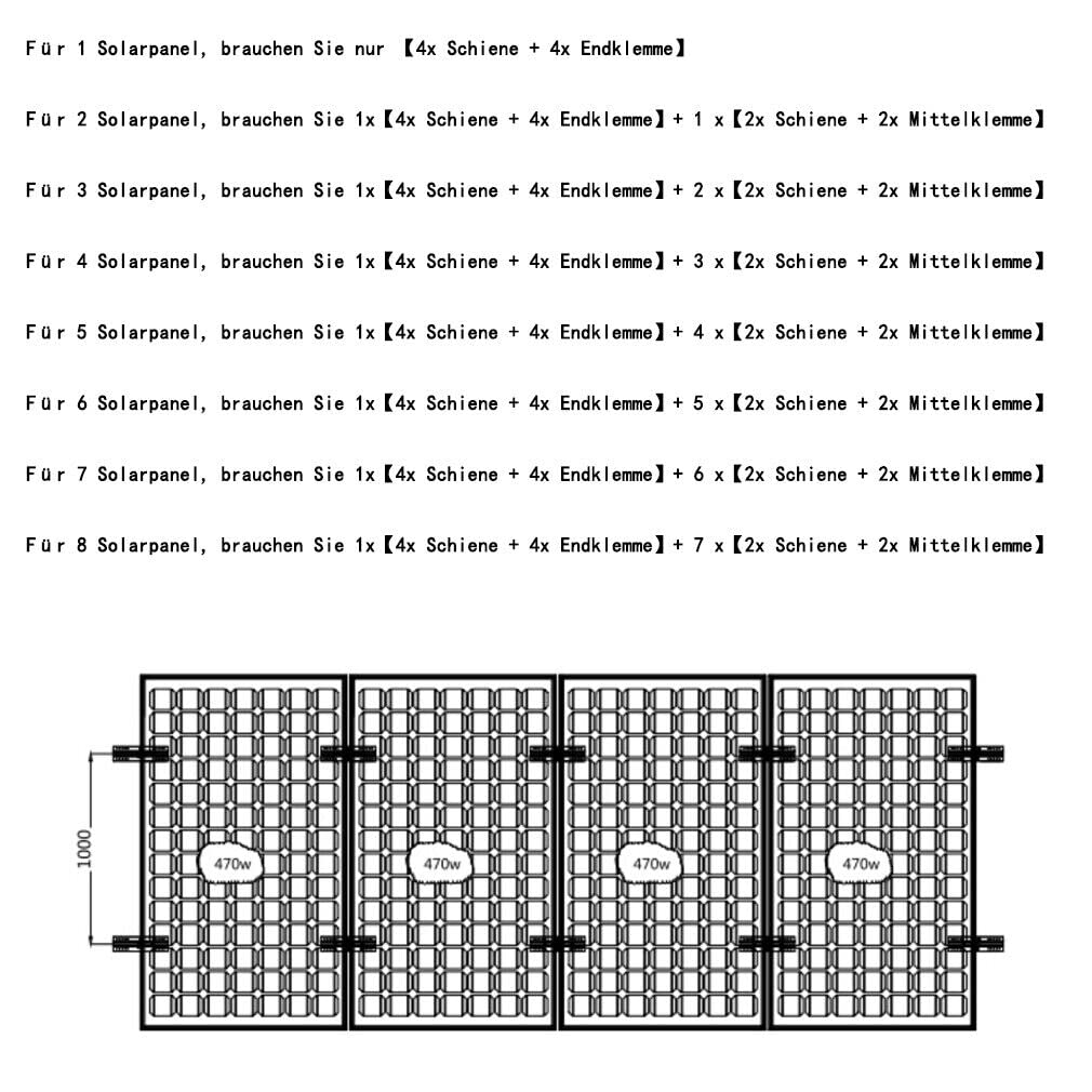 Solarmodul Halterung, Solarpanel Alu Befestigungssystem Trapezblech Photovoltaik Befestigungsschiene