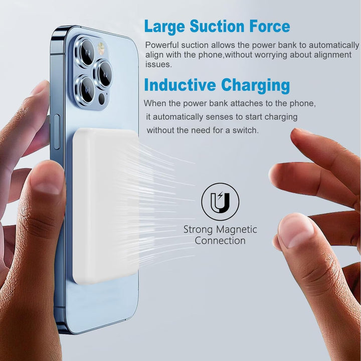Powerbank für iPhone, Magnetische Wireless Power Bank 10000mAh Schnellladefunktion Ladegerät, Kabell