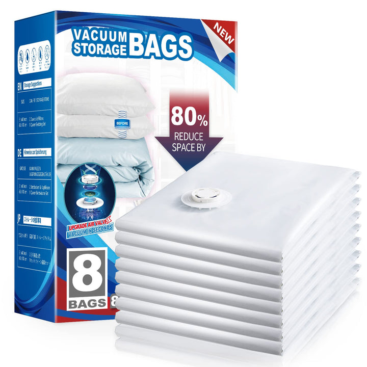 TAILI Vakuumbeutel für Kleidung 8 Stück Extra Gross 100 X 80 CM Vakuumierbeutel für Bettdecken, Deck