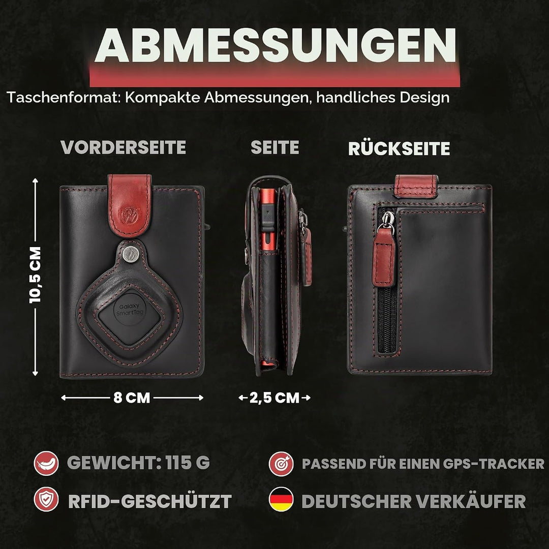 Will Fire® MagFlap® MultiTag | Airtag Android Wallet für Samsung Galaxy Smart Tag + Tile Chipolo ATU