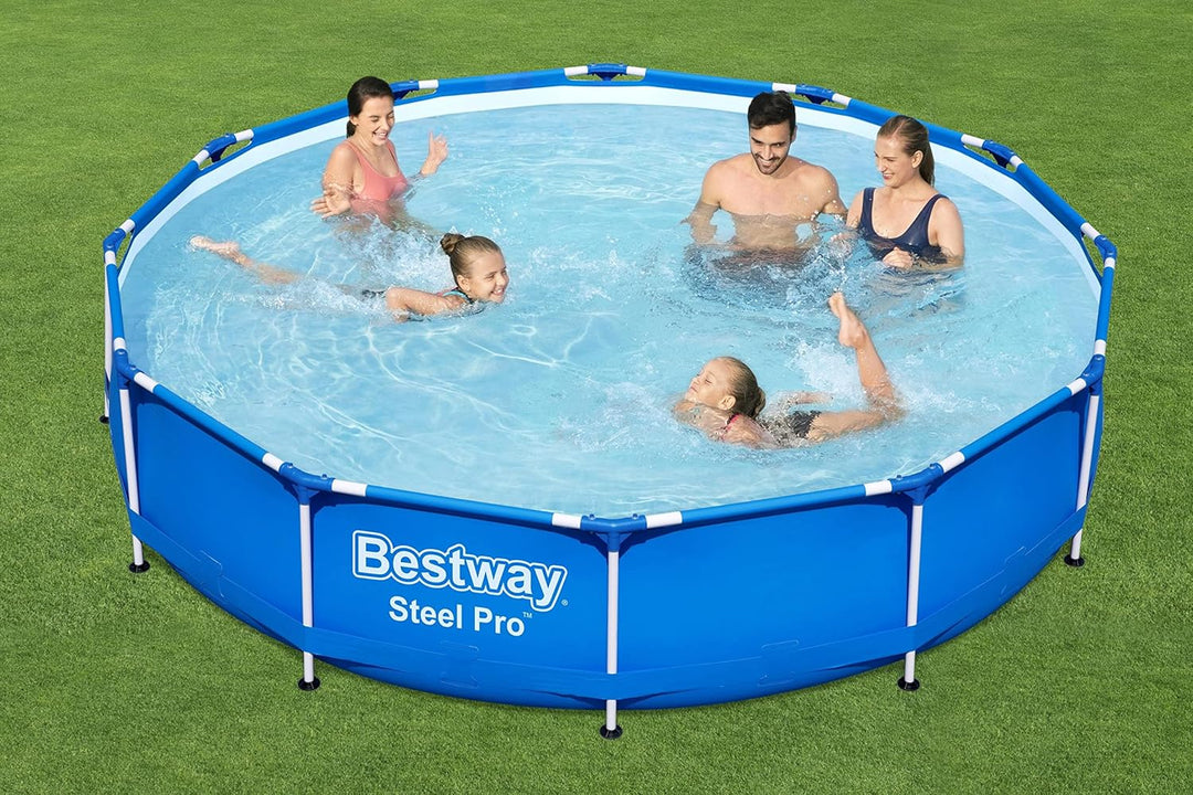 Bestway Steel Pro Frame Pool Set, rund, mit Filterpumpe 366 x 76 cm, 56681, Blau, Ø 366 x 76 cm