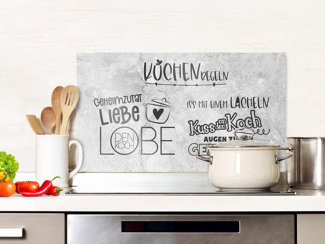 GRAZDesign Spritzschutz Küchenrückwand Glas Küche für Herd & Küchenspüle, Granit Optik in grau mit K