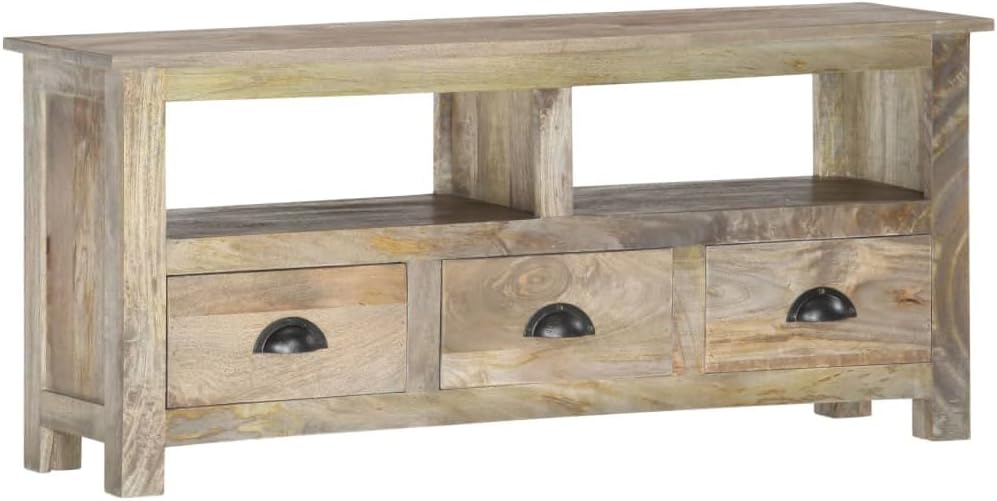vidaXL Mangoholz Massiv TV Schrank mit 2 Regalen 3 Schubladen Lowboard Fernsehtisch Fernsehschrank T