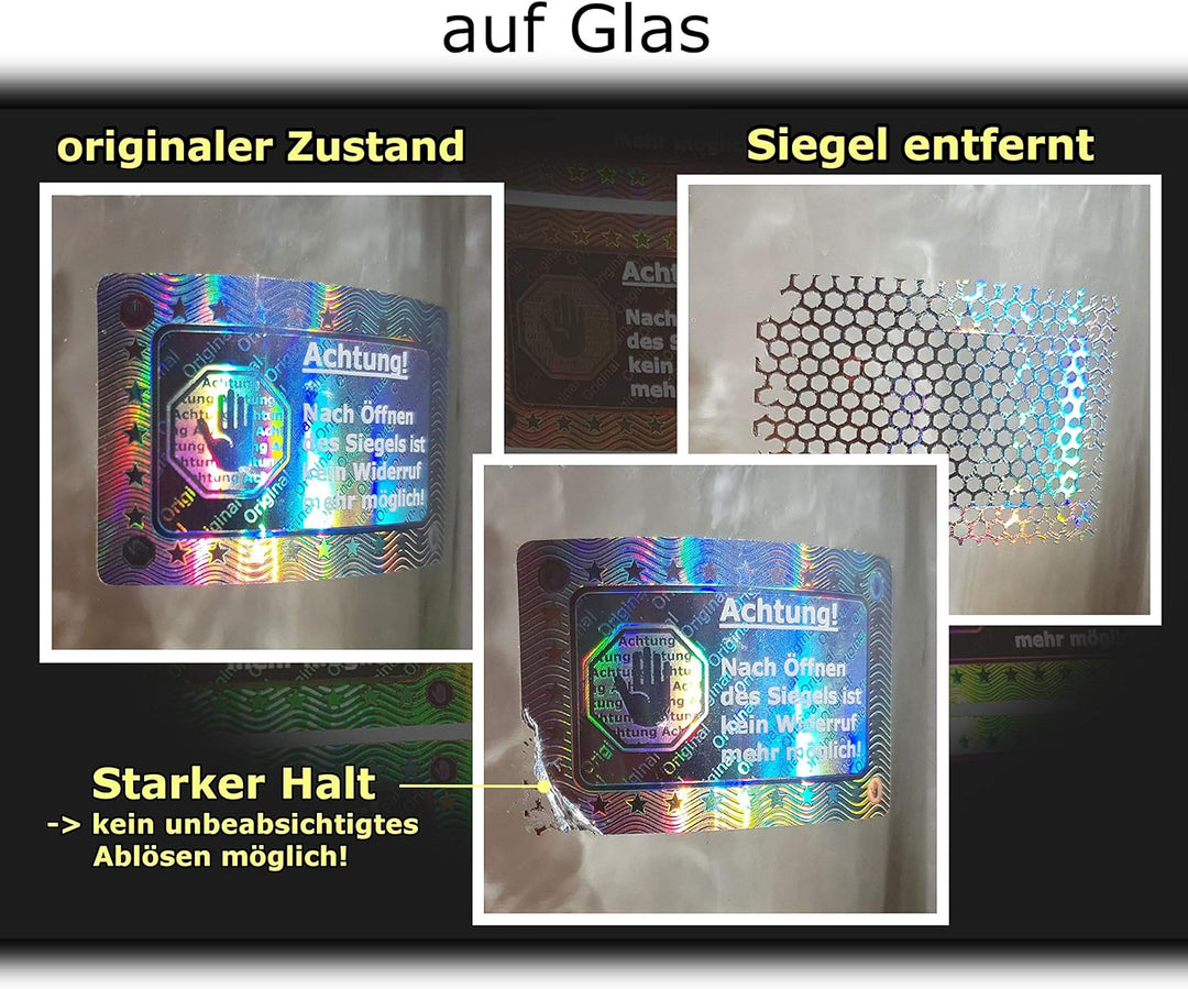 2010 Stk - 3D Hologramm-Siegel 40 * 25mm silber glänzend - Rücknahmesiegel Sicherheitssiegel Qualitä