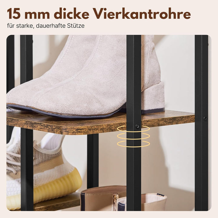 Yaheetech Schmales Schuhregal, Schuhablage mit 8 Ebenen, Platzsparender Schuhschrank Holz im Vintage