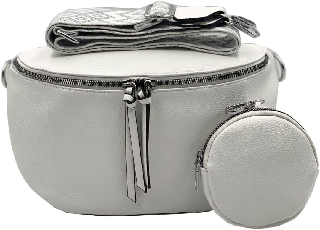 stylx Crossbody Bag Damen Leder Breiter Gurt Handtasche Umhängetasche Moderne Taschen mit breitem Sc