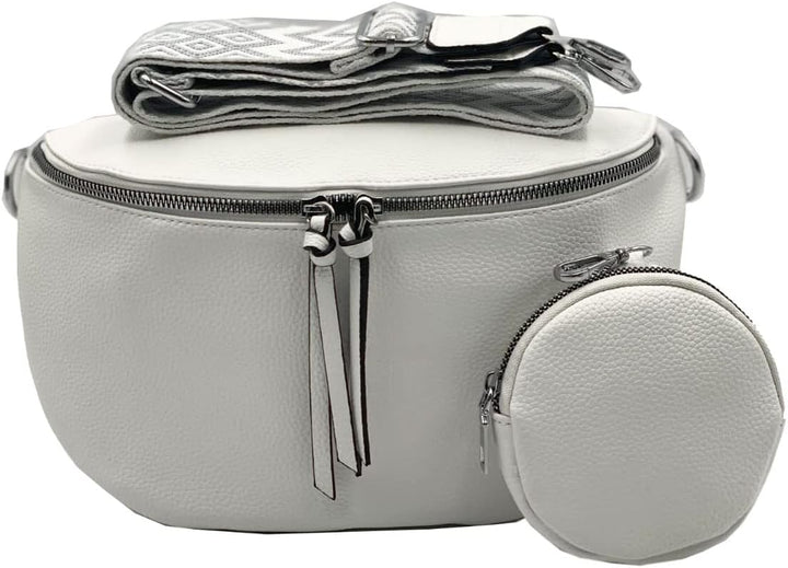 stylx Crossbody Bag Damen Leder Breiter Gurt Handtasche Umhängetasche Moderne Taschen mit breitem Sc