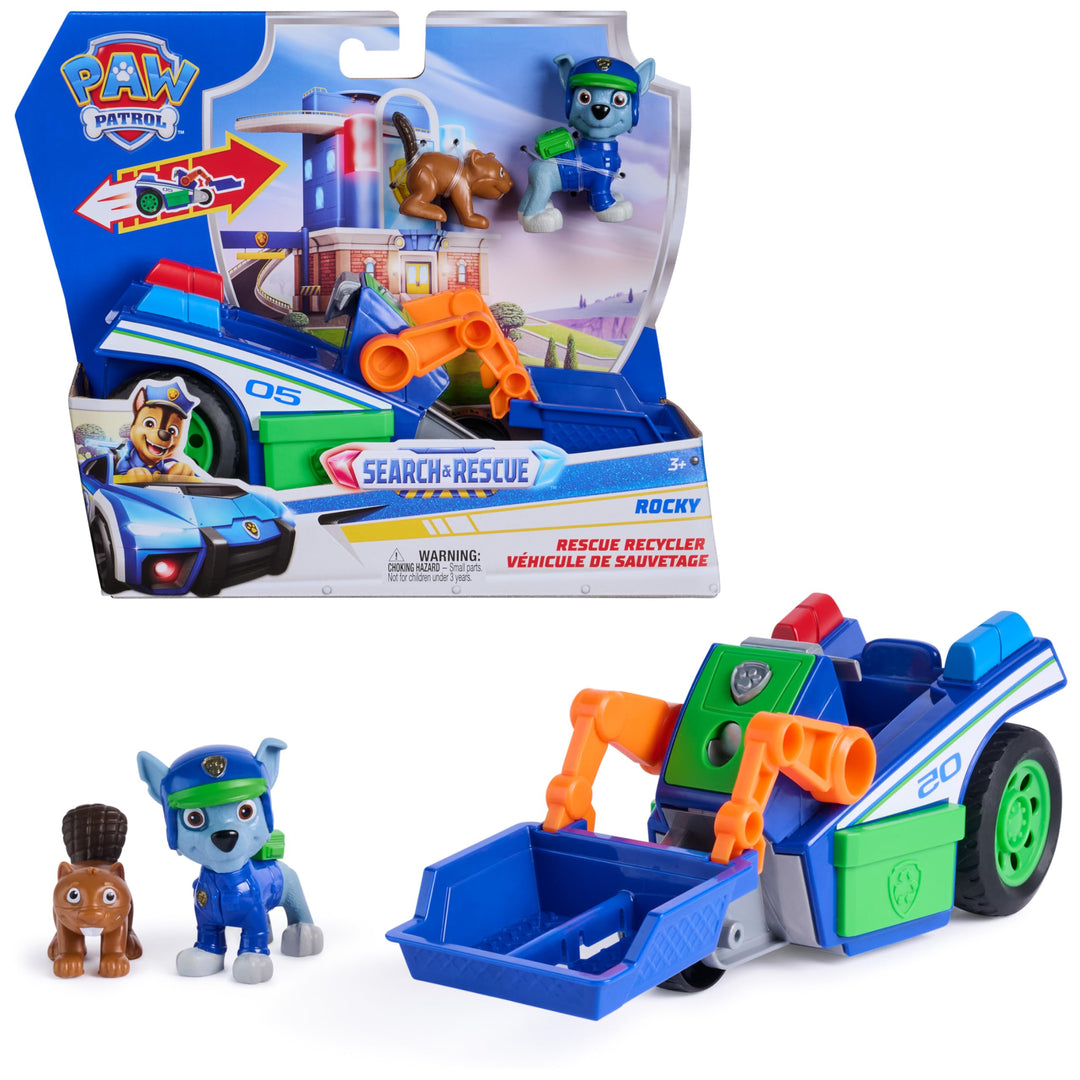 PAW PATROL - Search &amp; Rescue: Rockys Rettungs-Fahrzeug, Fahrzeug mit Rückziehmotor, ca. 15 cm, inkl.