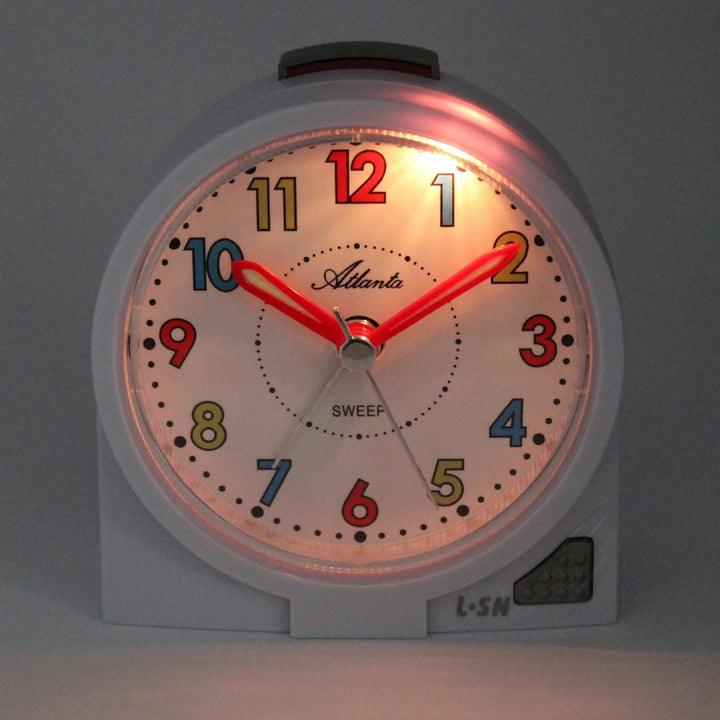 Atlanta Kinderwecker ohne Ticken Analog Jungen Mädchen Weiss - 2127/0