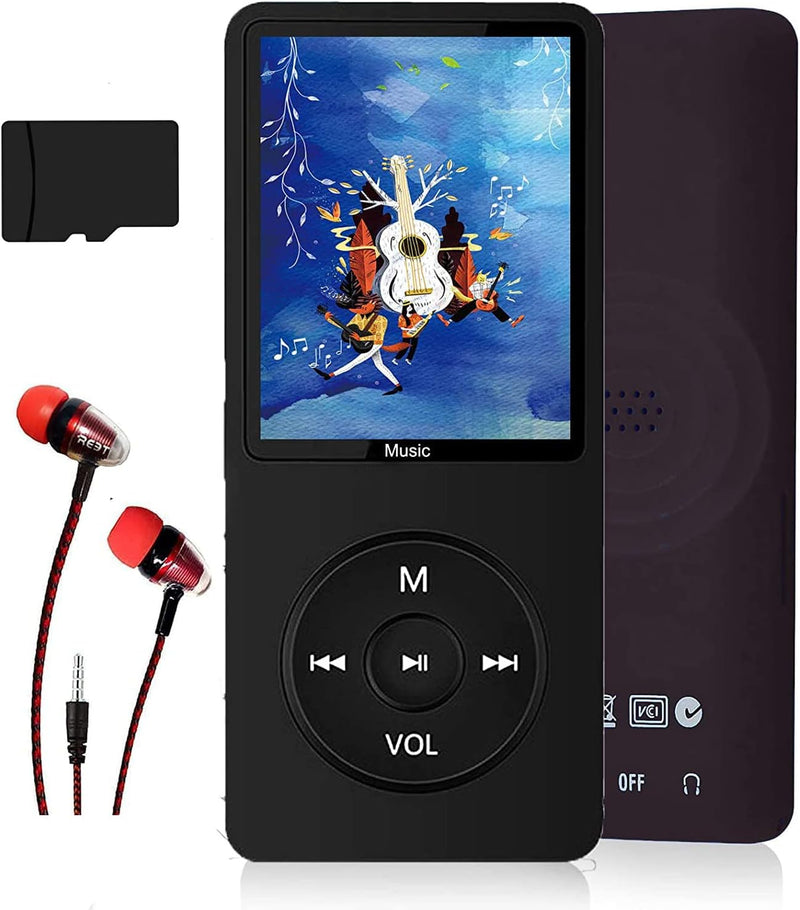 MP3-Player, Musik-Player mit 16GB Micro SD Karte, Ultra Slim Musik-Player mit eingebautem Lautsprech