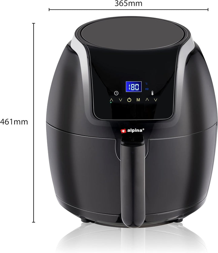 alpina Heissluftfritteuse - 5 Liter - 230V - Airfryer - Digitaler Touchscreen - Huhn, Gemüse, Brot,