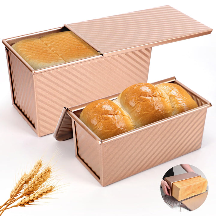 Brotbackform Mit Deckel, Toastbrot Backform Mit Deckel, 2PCS Antihaft Brot Toastform, Brotformen Zum