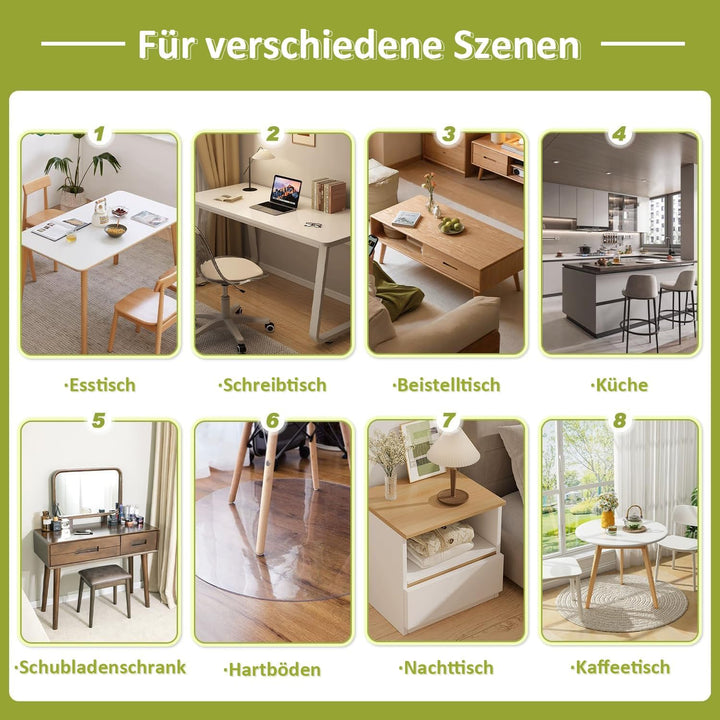 Tischfolie transparent 2mm, 45 x 100cm Transparente Tischdecke Tischschutz, Wasserdicht PVC Schreibt