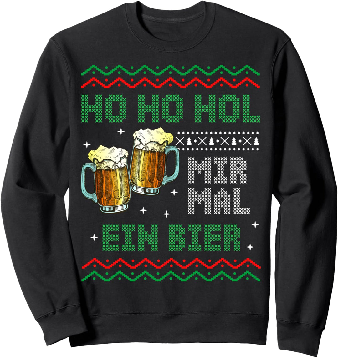 Ugly Christmas Sweater Herren Lustig Bier Weihnachten Sweatshirt