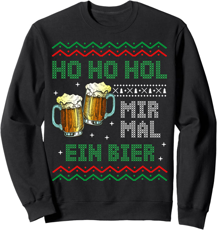 Ugly Christmas Sweater Herren Lustig Bier Weihnachten Sweatshirt