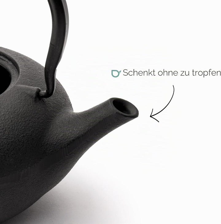 Bredemeijer Teekannen Set 3-teilig Gusseisen 1 Liter mit Porzellan-Tee-Becher