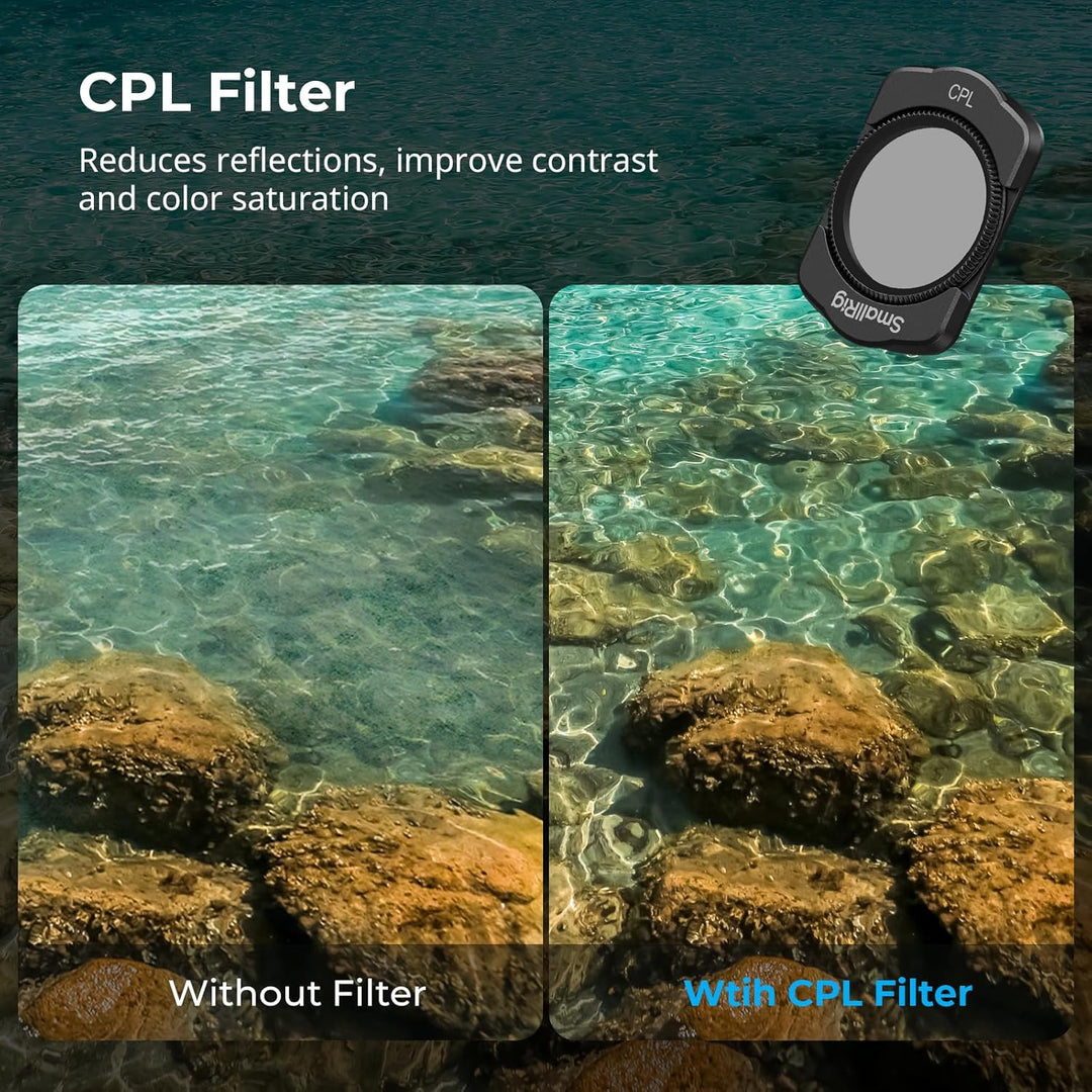 SMALLRIG Magnetisches ND- & CPL- & Effektfilter-Set für DJI Osmo Pocket 4/3-3er-Pack CPL, 1/4 Black