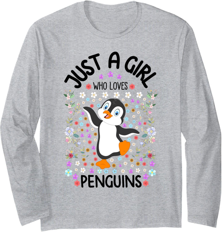 Penguin Girl Cute Floral Just a Girl Who Loves Penguins Langarmshirt