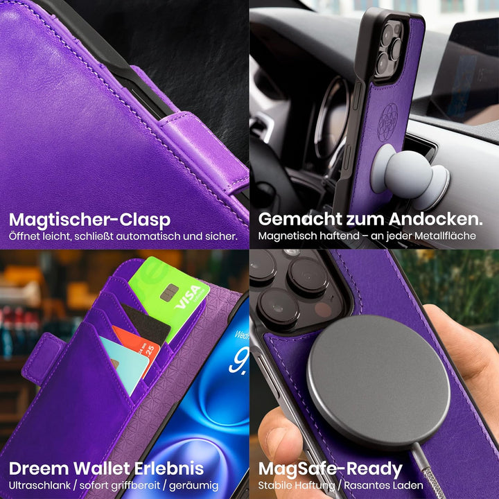 Dreem Fibonacci kompatibel mit iPhone 15 Pro Max Brieftaschen-Etui / 2-in-1 stossfestes Etui und abn