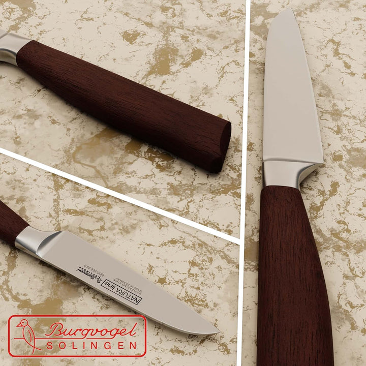 Burgvogel Solingen Natura Line, Gemüsemesser Holzgriff, rot satiniert, geschmiedet, 9 cm, sehr schar