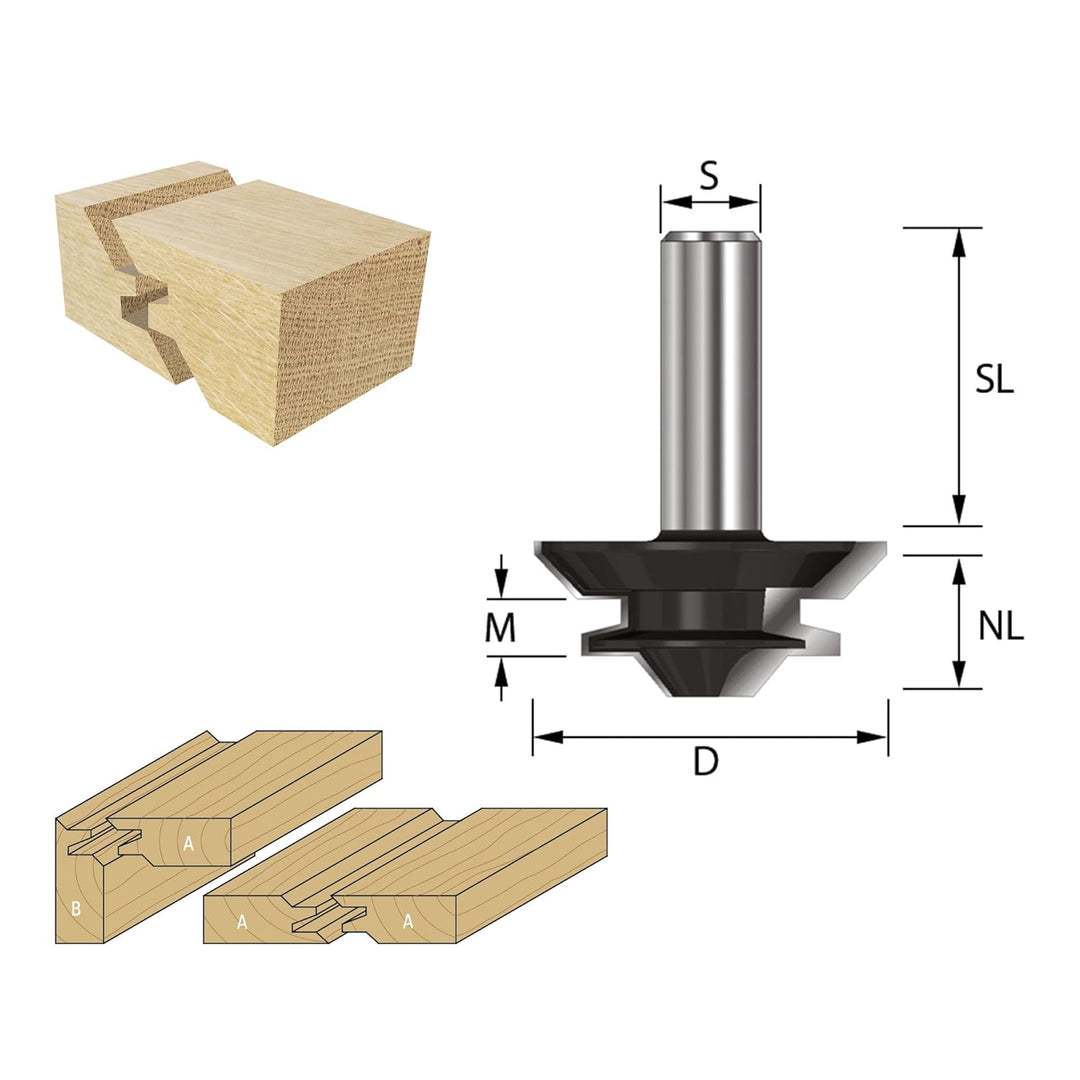 ENT 16380 Gehrungs-Verleimfräser HW, Schaft (S) 8 mm, Durchmesser (D) 38,1 mm, NL 12,7 mm, M 6 mm, S