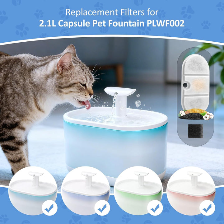 16 Pack Katzenbrunnen Filter kompatibel mit 2.1L Capsule Trinkbrunnen PLWF002, Ersatzfilter mit Vier