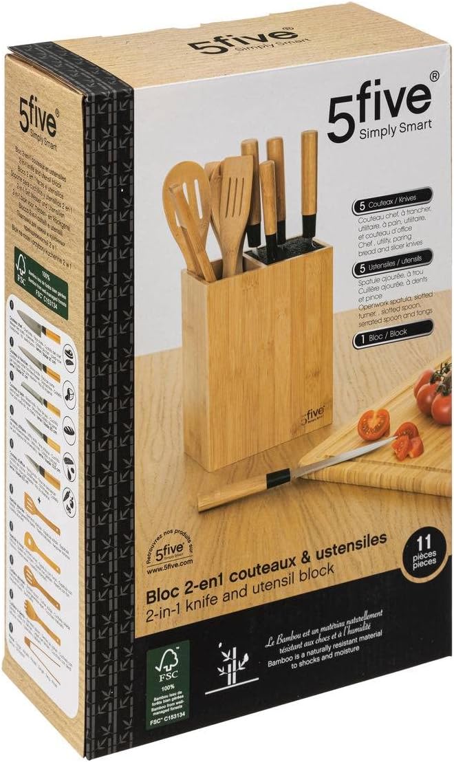 5 five simply smart 5five - block 5 messer & 5 utensilien mit bambusgriff
