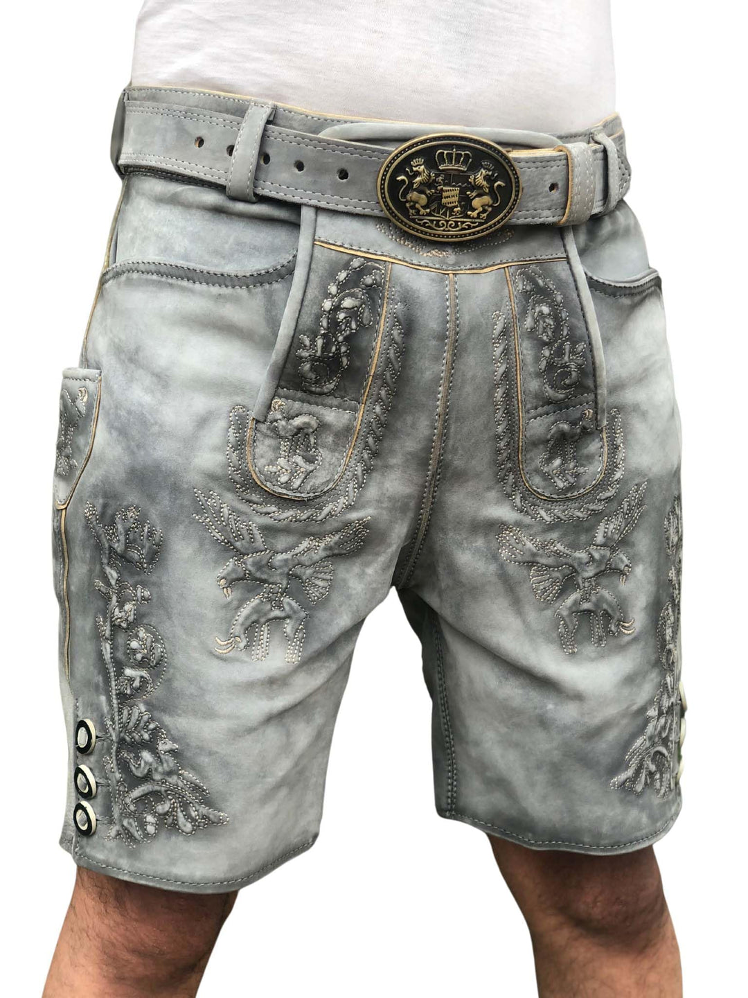 Lederhose Herren Oktoberfest Lederhose, traditionelle Wildbock Lederhose,Kurze Bayrische Trachtenhos