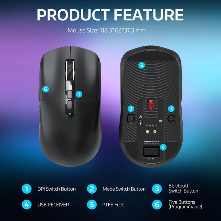 VGN Game Power Attack Shark X6 Superlight Kabellose Gaming-Maus mit RGB Ladestation, 49g Ultraleicht