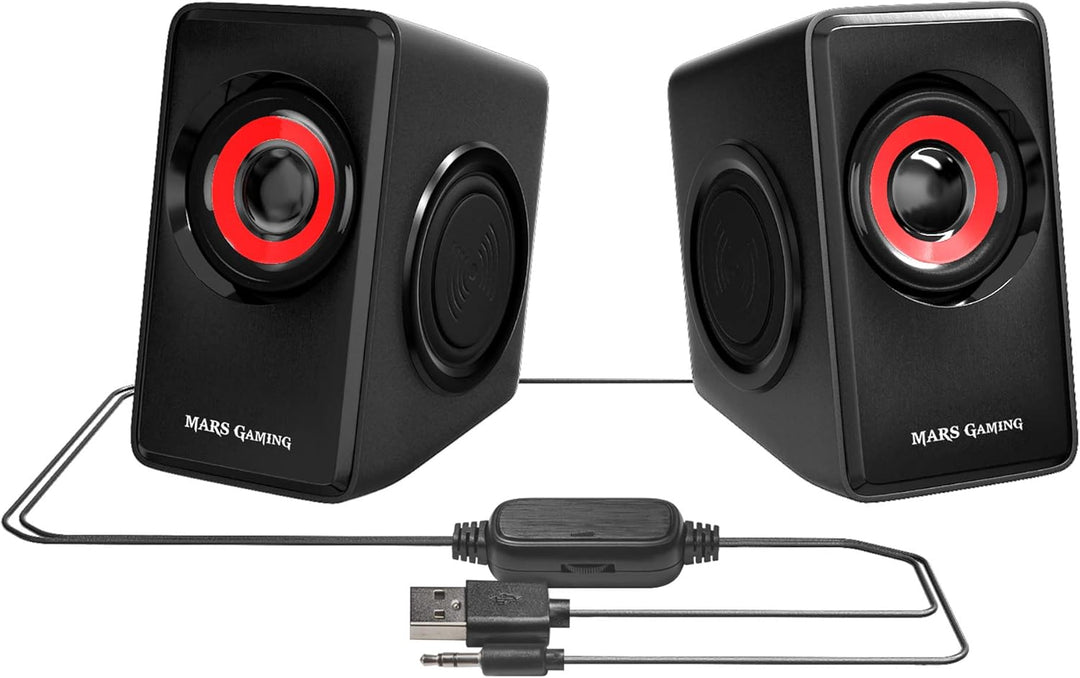 Mars Gaming MS1, 10W Lautsprecher, Subwoofer, 3,5mm Klinke, PC/Mac/Smartphone/Tablet, MS1