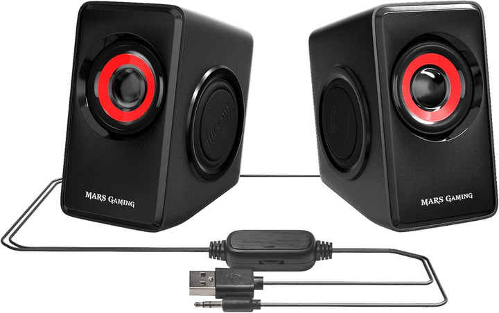 Mars Gaming MS1, 10W Lautsprecher, Subwoofer, 3,5mm Klinke, PC/Mac/Smartphone/Tablet, MS1
