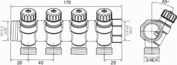 SOMATHERM FOR YOU - Sanitary Kollektor, vernickeltem Messing, Male-Female 20/27, selbstdichtenden un