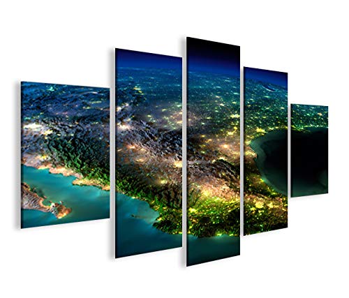 islandburner Bild Bilder auf Leinwand Amerika vom Weltall MF XXL Poster Leinwandbild Wandbild Dekoar